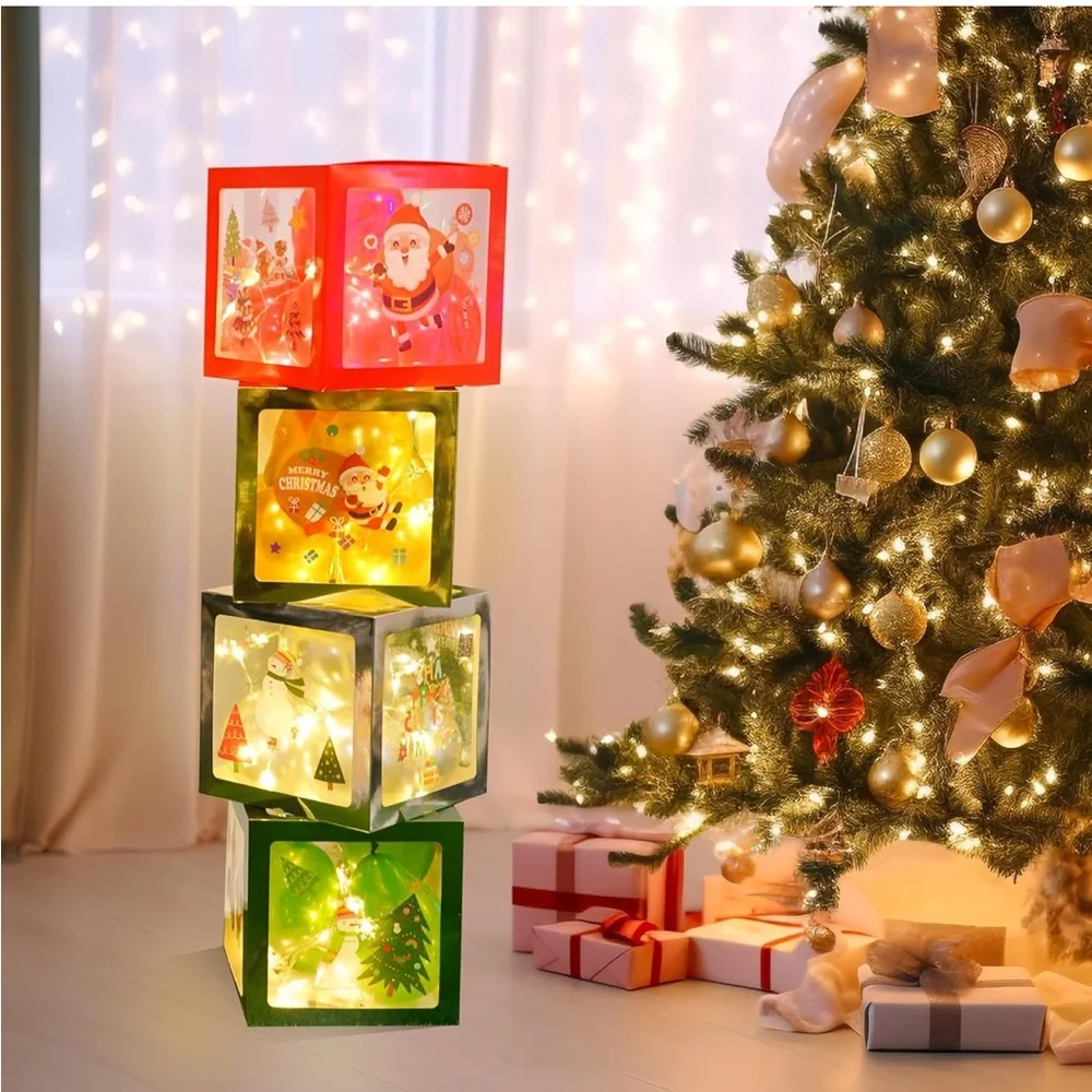 NWT Festive Christmas Light-Up Gift Boxes, Holiday Decorations